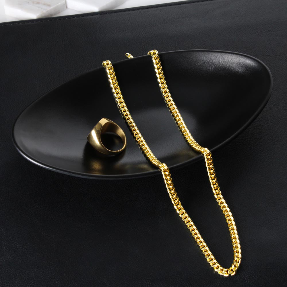 Cuban Link Chain in a Luxury Jewelry Box with LED light