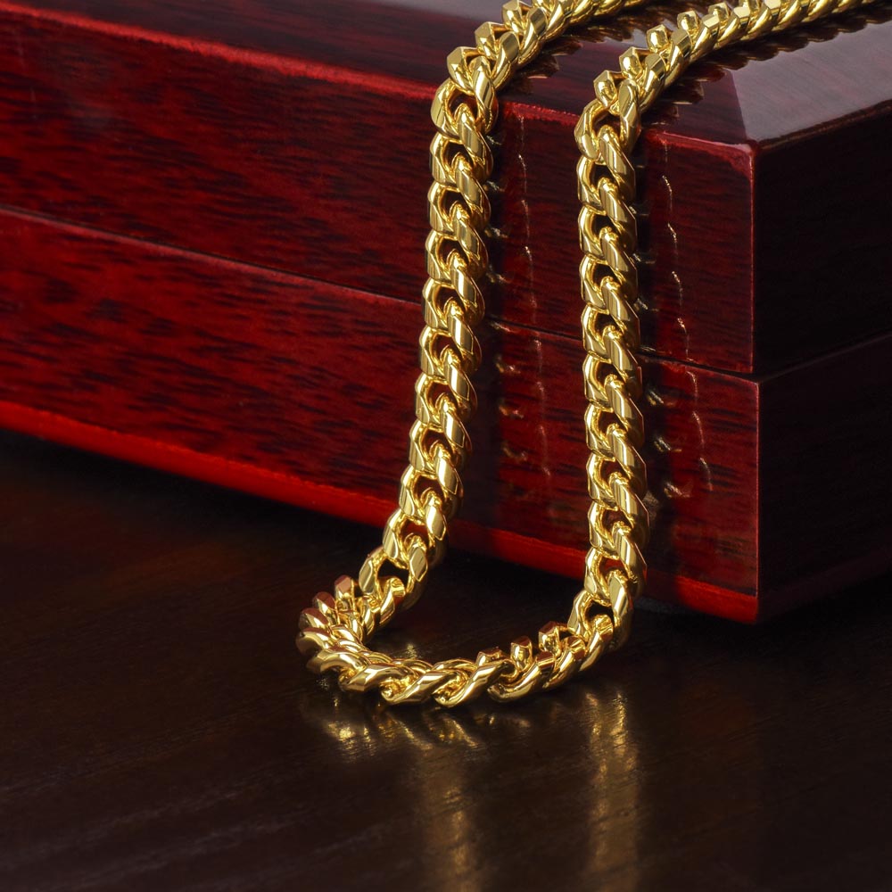 Cuban Link Chain in a Luxury Jewelry Box with LED light