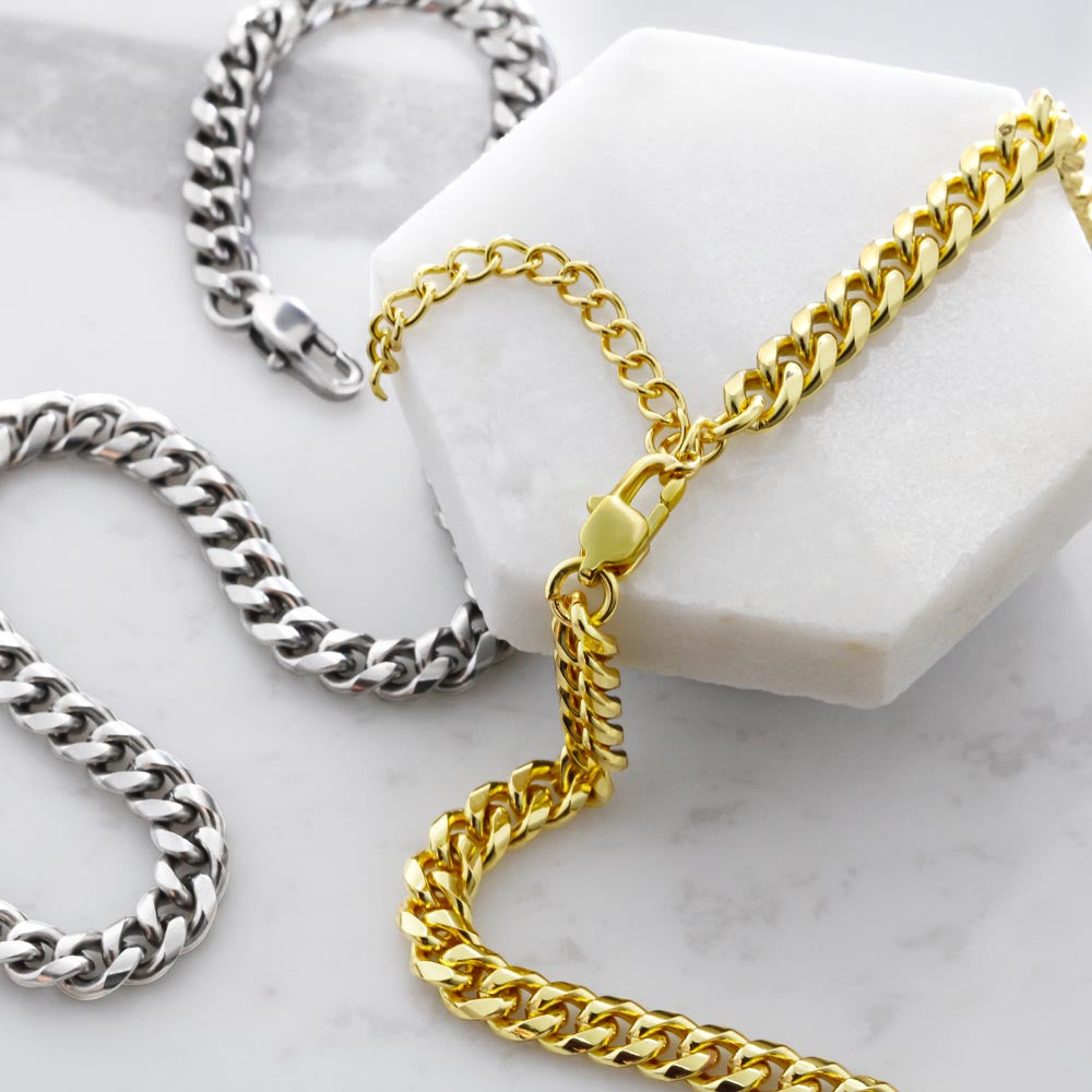 Cuban Link Chain in a Luxury Jewelry Box with LED light