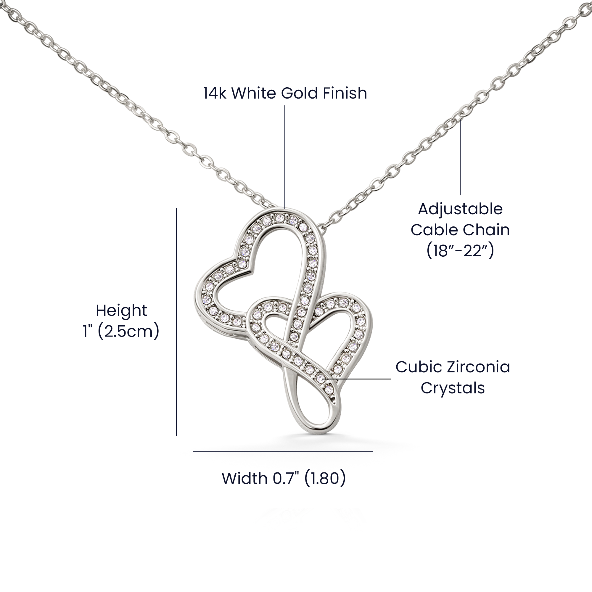 Intertwined Heart Pendant Necklace with Message Card