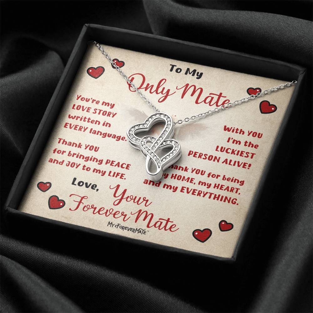 Intertwined Heart Pendant Necklace with Message Card