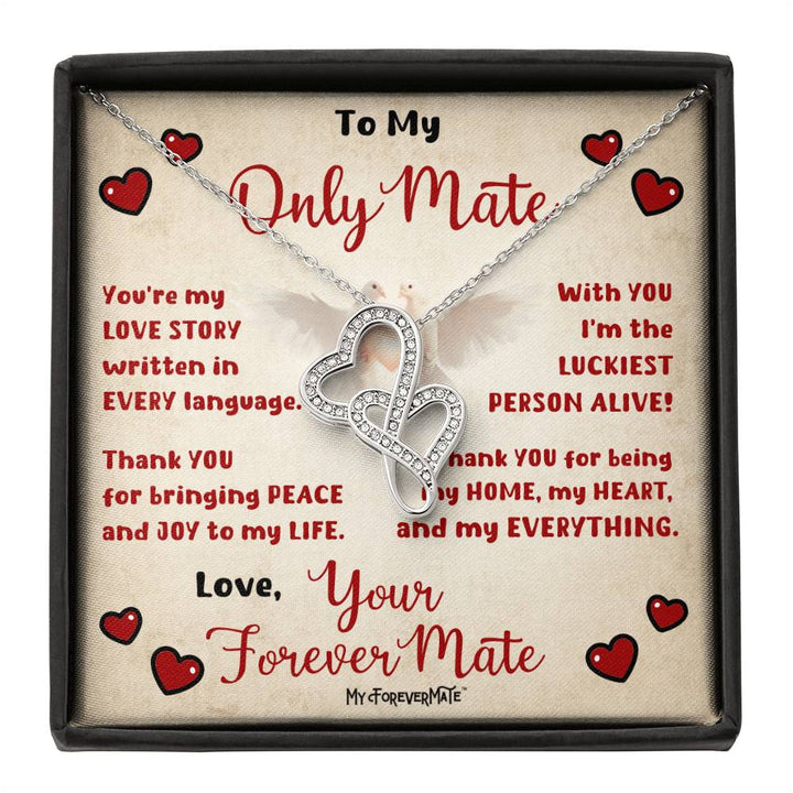 Intertwined Heart Pendant Necklace with Message Card