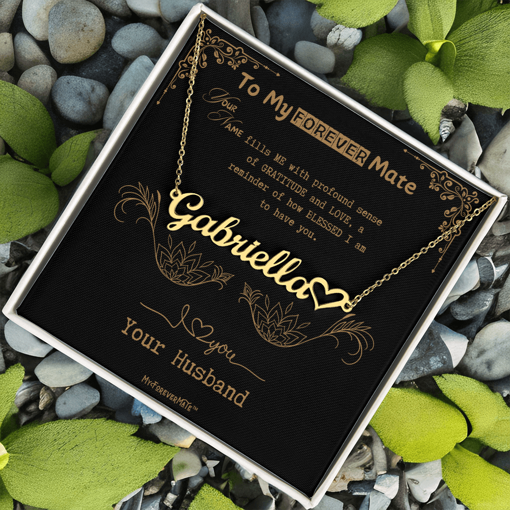 To My Wife - Custom Name with HEART Necklace