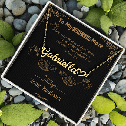 To My Wife - Custom Name with HEART Necklace