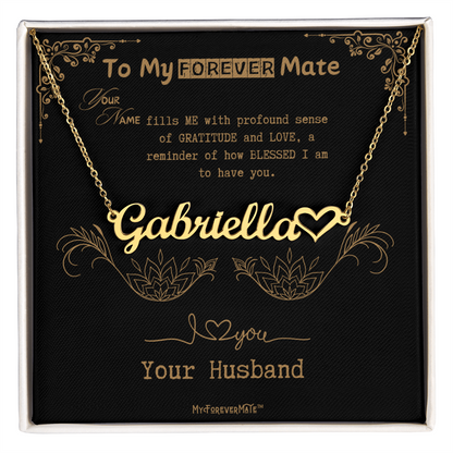 To My Wife - Custom Name with HEART Necklace