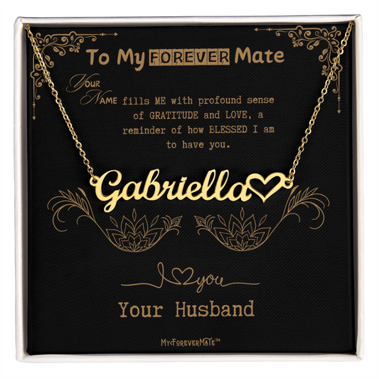 To My Wife - Custom Name with HEART Necklace