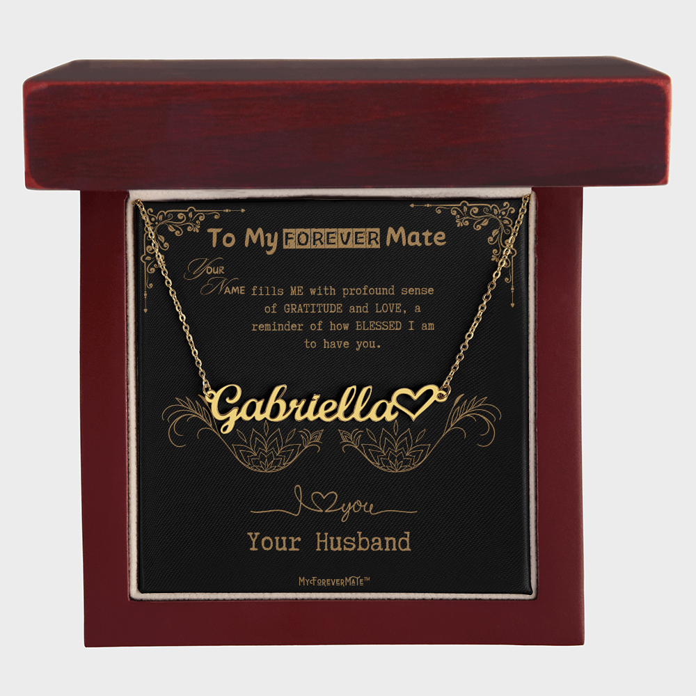 To My Wife - Custom Name with HEART Necklace