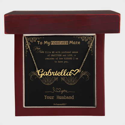 To My Wife - Custom Name with HEART Necklace