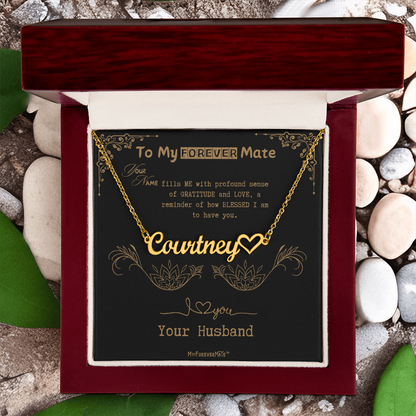 To My Wife - Custom Name with HEART Necklace