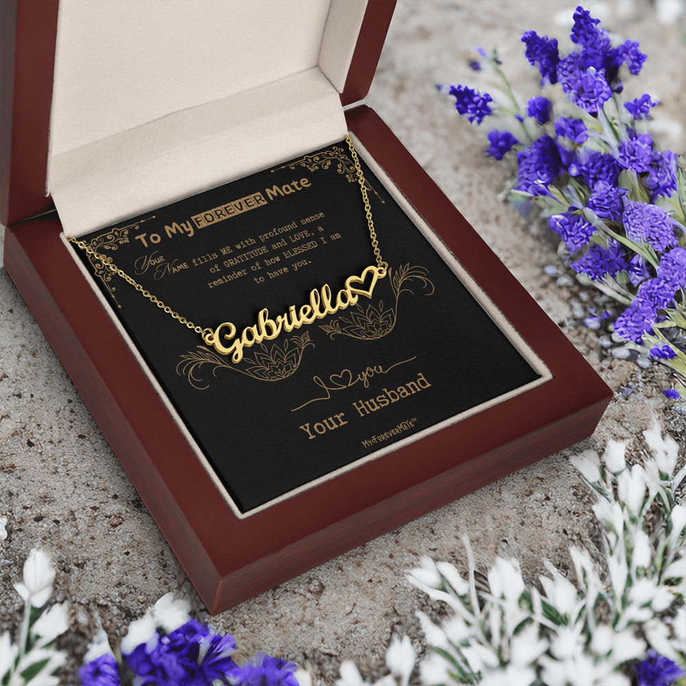 To My Wife - Custom Name with HEART Necklace