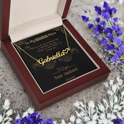 To My Wife - Custom Name with HEART Necklace