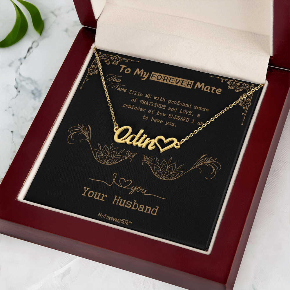 To My Wife - Custom Name with HEART Necklace