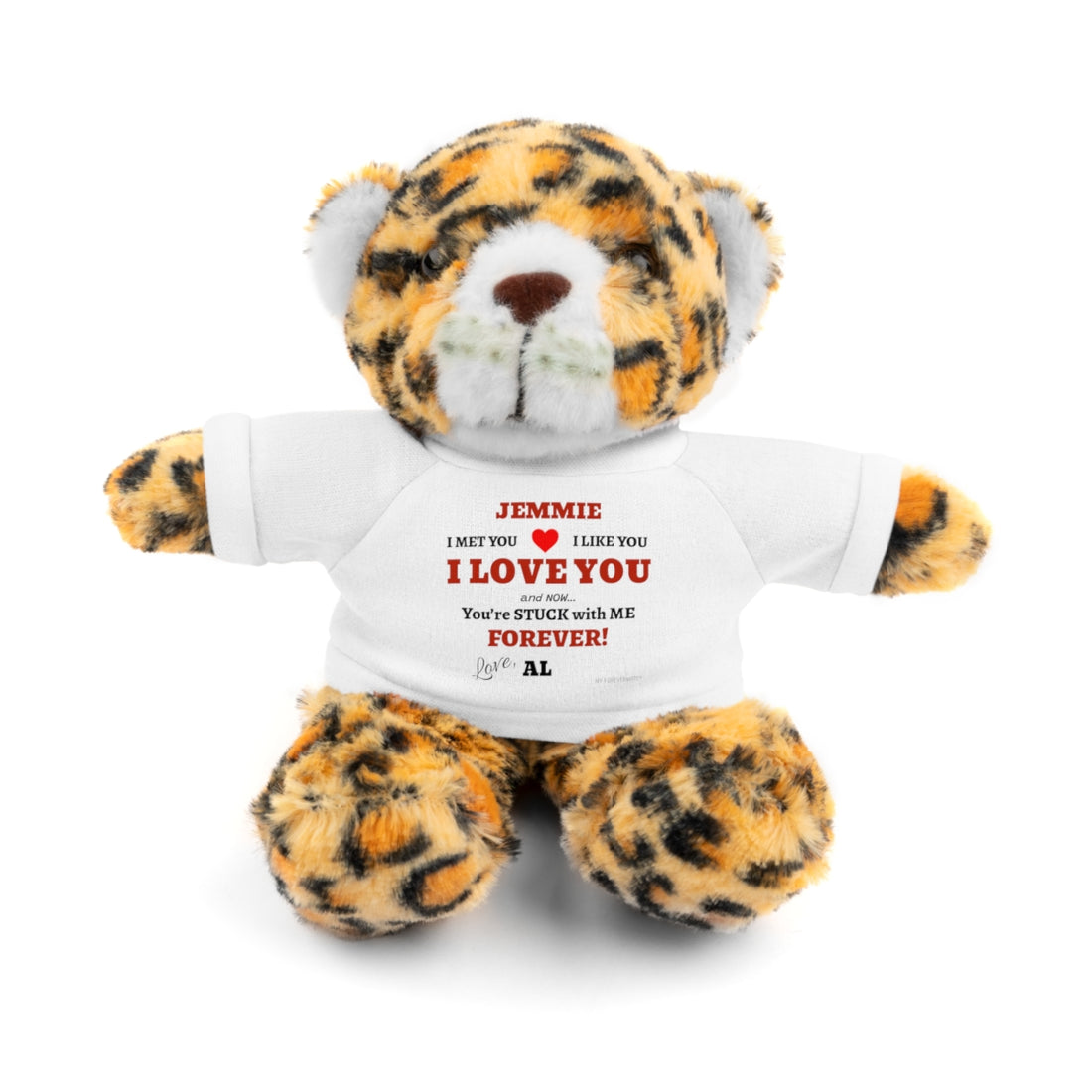 Personalized Stuffed Animal for Wife or Girlfriend • Custom Name Plushie with “You’re Stuck With Me Forever” Message