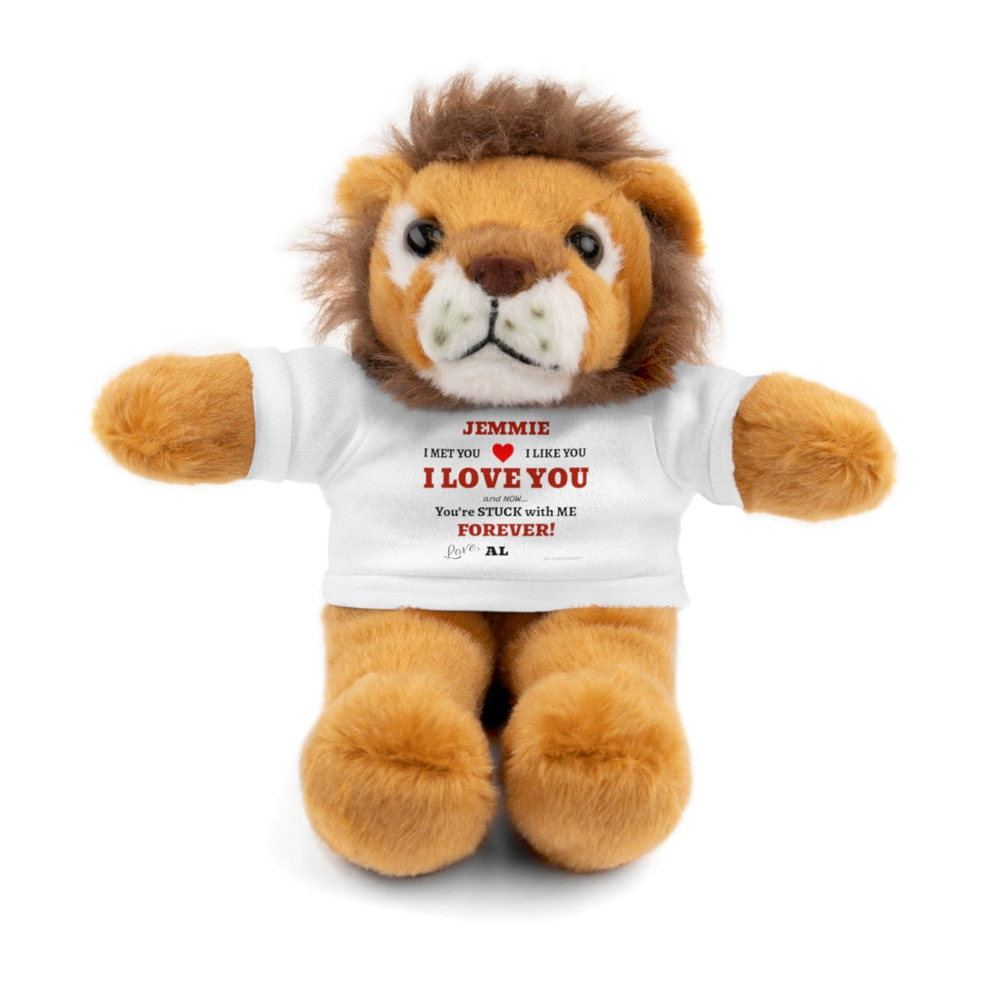 Personalized Stuffed Animal for Wife or Girlfriend • Custom Name Plushie with “You’re Stuck With Me Forever” Message