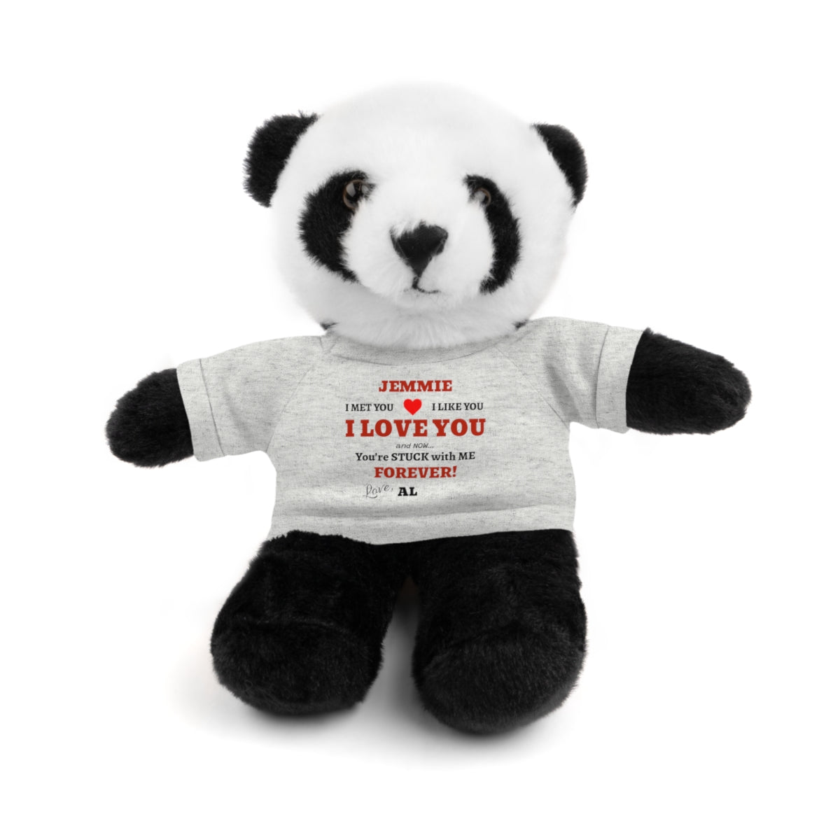 Personalized Stuffed Animal for Wife or Girlfriend • Custom Name Plushie with “You’re Stuck With Me Forever” Message