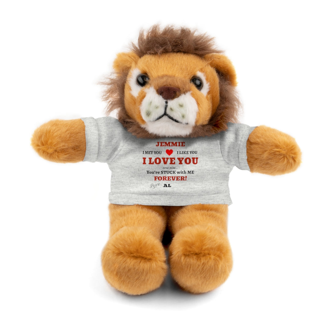 Personalized Stuffed Animal for Wife or Girlfriend • Custom Name Plushie with “You’re Stuck With Me Forever” Message