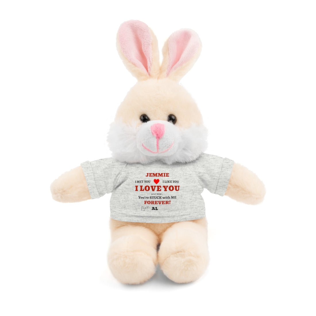Personalized Stuffed Animal for Wife or Girlfriend • Custom Name Plushie with “You’re Stuck With Me Forever” Message